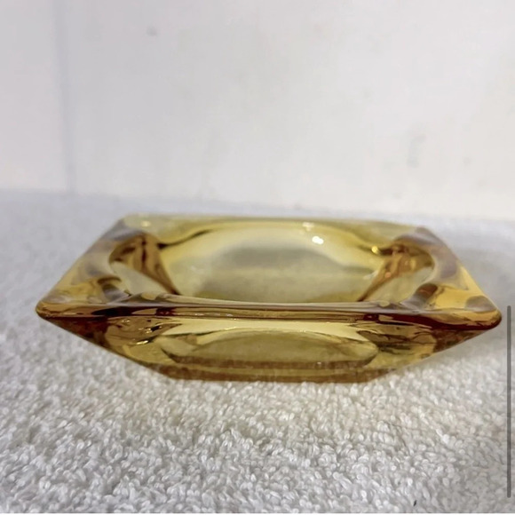 Vintage Amber Glass Square Ashtray Candy Dish Trinket Dish - Picture 6 of 10